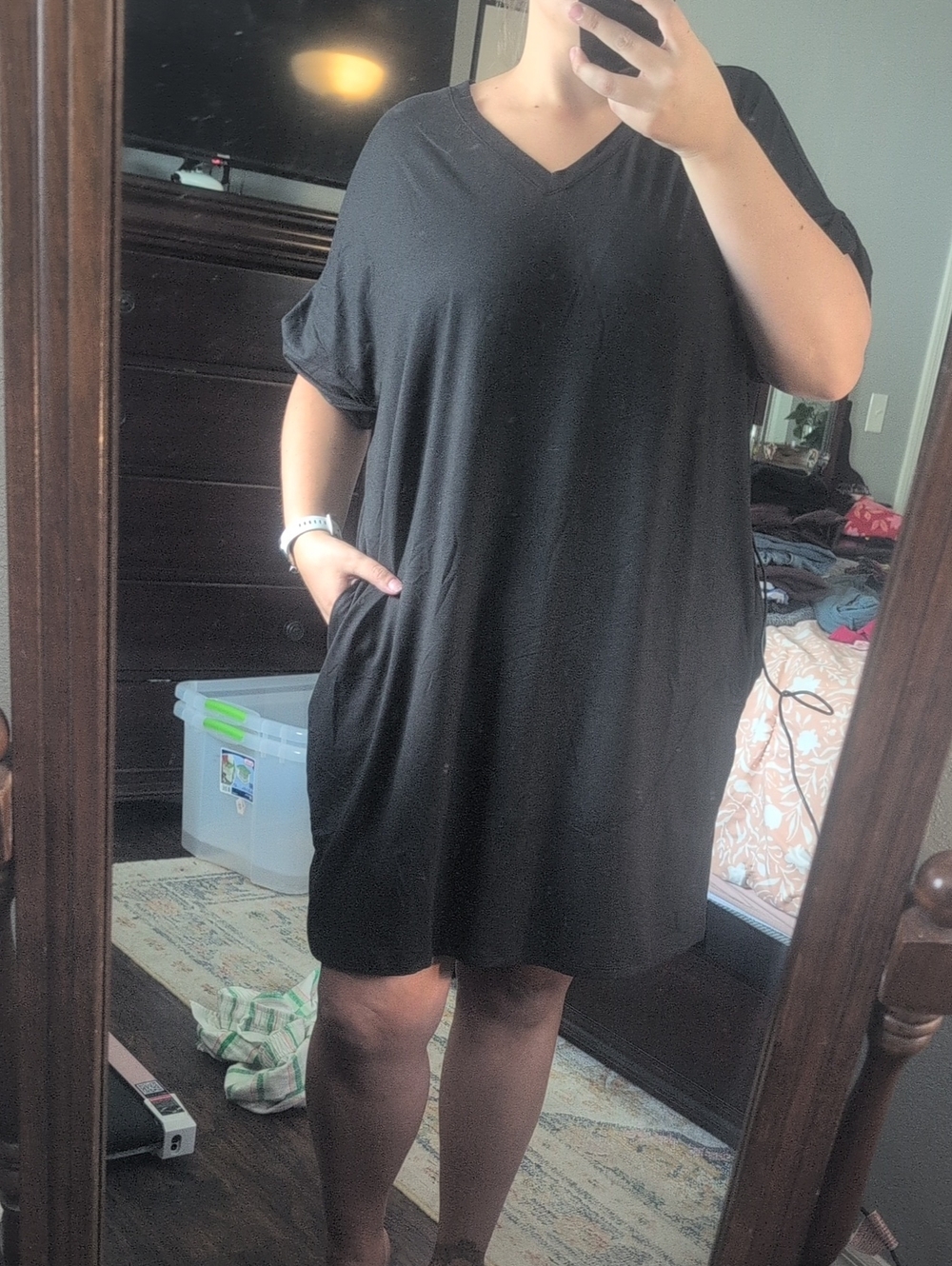 Zenana Outfitters Black V-Neck Dress